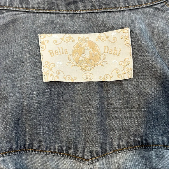 Bella Dahl Chambray Button-Up Long Sleeve Shirt in Grey Women’s XS - Picture 3 of 4